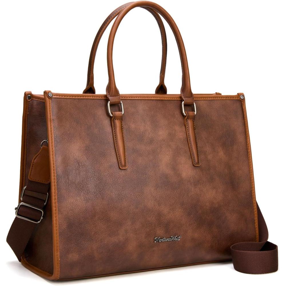imageMontana West Laptop Tote Bag for Women 156 Inch Computer Bags Business Office Work Briefcase With Adjustable Shoulder StrapCoffee
