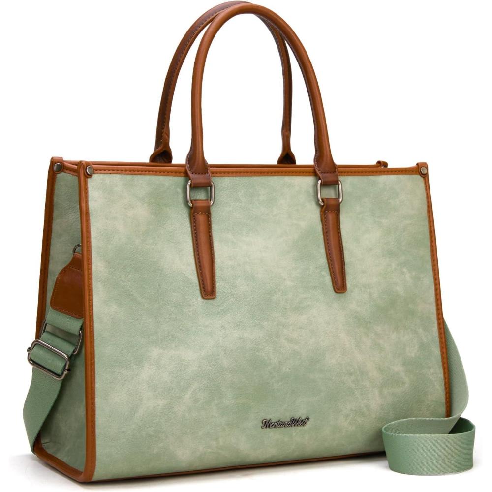 imageMontana West Laptop Tote Bag for Women 156 Inch Computer Bags Business Office Work Briefcase With Adjustable Shoulder StrapGreen