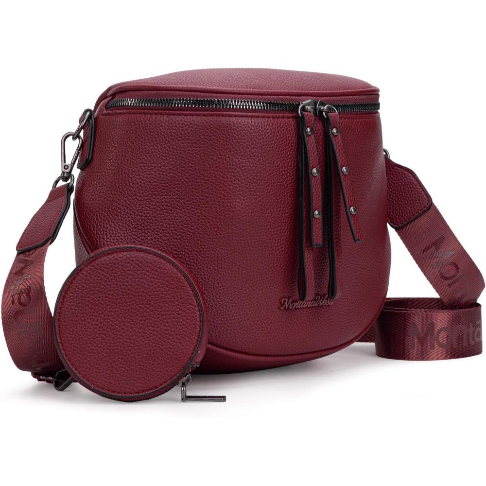 imageMontana West Large Crossbody Bags for Women Bum Bag Sling Purse with Adjustable StrapBurgundy