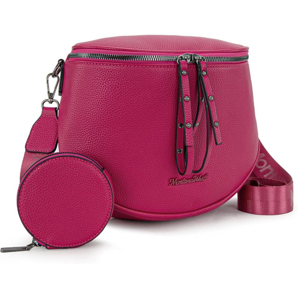 imageMontana West Large Crossbody Bags for Women Bum Bag Sling Purse with Adjustable StrapHot Pink