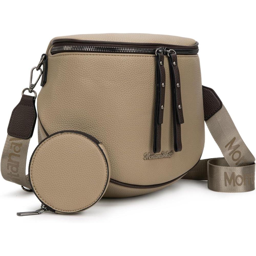 imageMontana West Large Crossbody Bags for Women Bum Bag Sling Purse with Adjustable StrapKhakicoffee