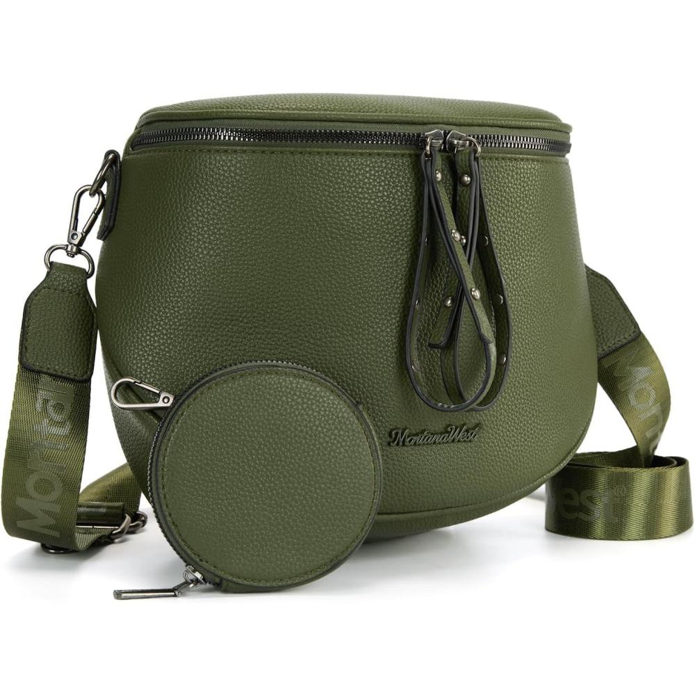 imageMontana West Large Crossbody Bags for Women Bum Bag Sling Purse with Adjustable StrapLargeolive Green