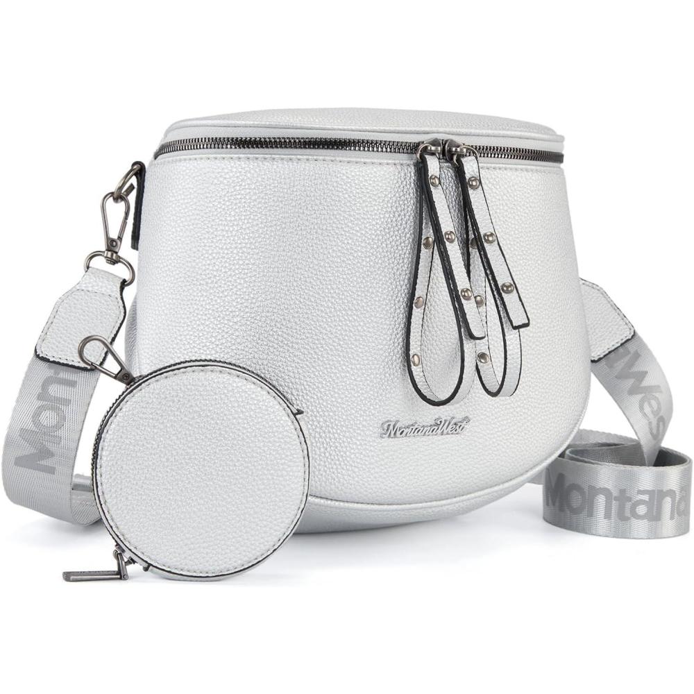 imageMontana West Large Crossbody Bags for Women Bum Bag Sling Purse with Adjustable StrapLargesilver