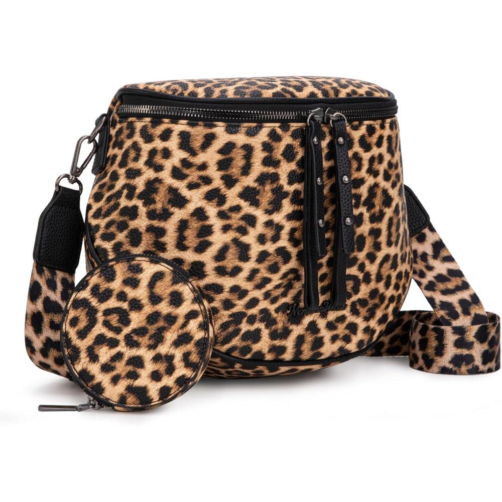imageMontana West Large Crossbody Bags for Women Bum Bag Sling Purse with Adjustable StrapLeopard