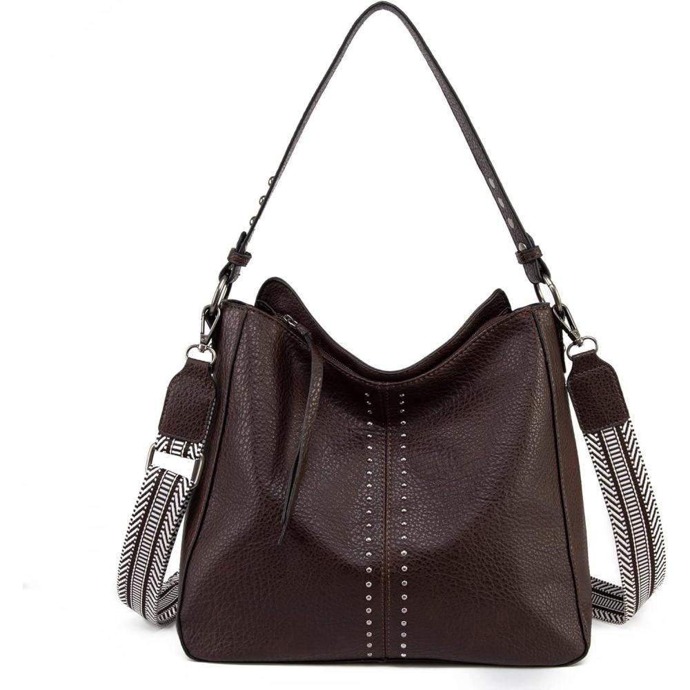 imageMontana West Medium Hobo Bags for Women Top Handle Satchel Shoulder Purse Bucket HandbagGuitar Strapcoffee
