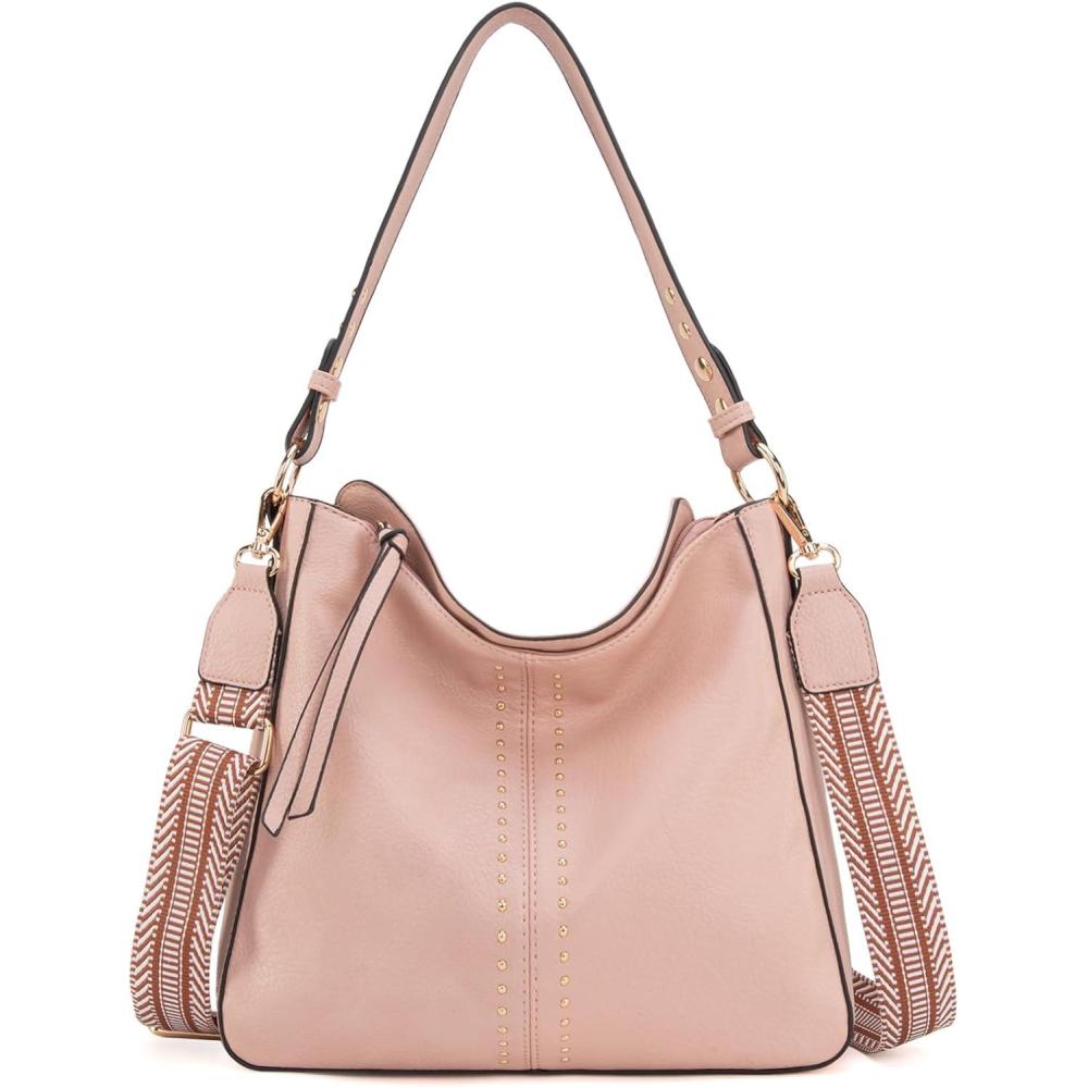 imageMontana West Medium Hobo Bags for Women Top Handle Satchel Shoulder Purse Bucket HandbagGuitar Strappink