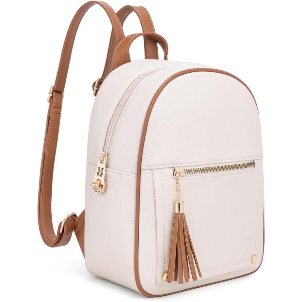 imageMontana West Mini Cute Backpack for Girls Anti Theft Backpack with Secured Zipper and TasselMini Beige Brown