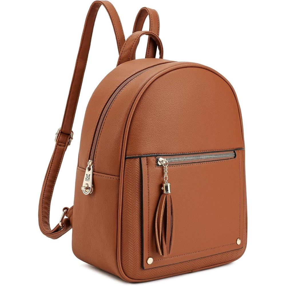 imageMontana West Mini Cute Backpack for Girls Anti Theft Backpack with Secured Zipper and TasselMini Brown