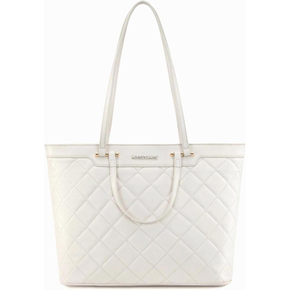 imageMontana West Quilted Tote Bag for Women Large Shoulder Bag Fashion Handbags with Top ZipperNew Angelswhite