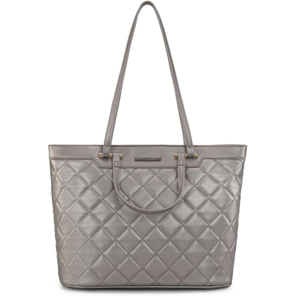 imageMontana West Quilted Tote Bag for Women Large Shoulder Bag Fashion Handbags with Top ZipperNewgary