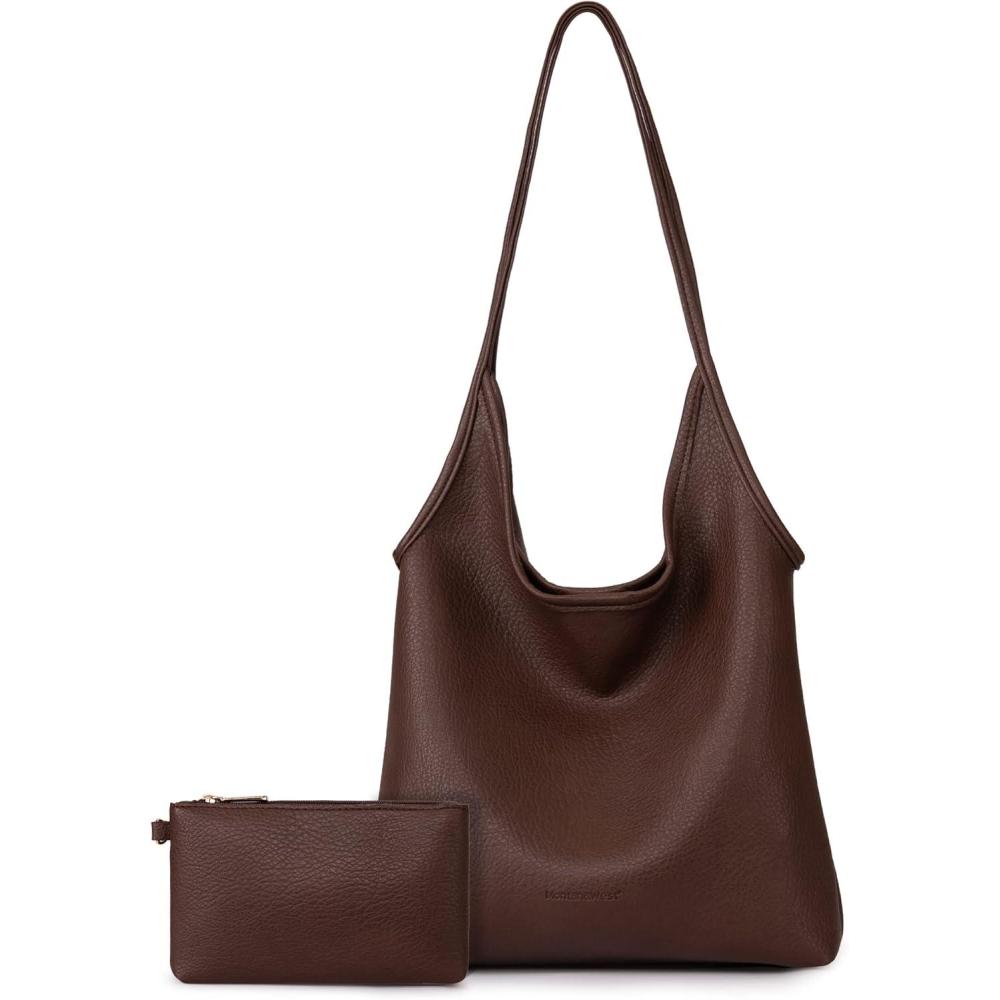 imageMontana West Slouchy Hobo Bags for Women Soft Designer Shoulder Purses Ladies Top Handle Handbag1dark Coffee
