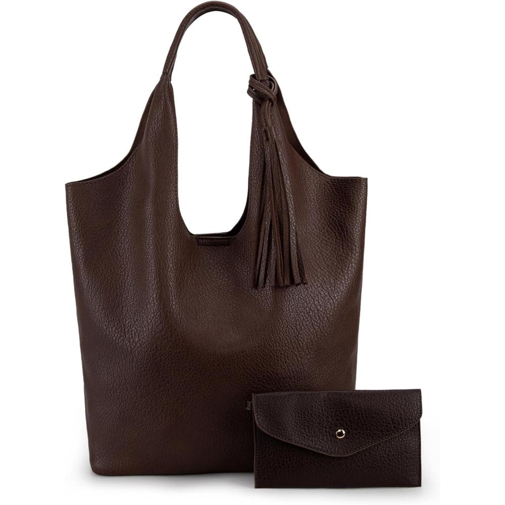 imageMontana West Slouchy Hobo Bags for Women Soft Designer Shoulder Purses Ladies Top Handle HandbagZ Coffee
