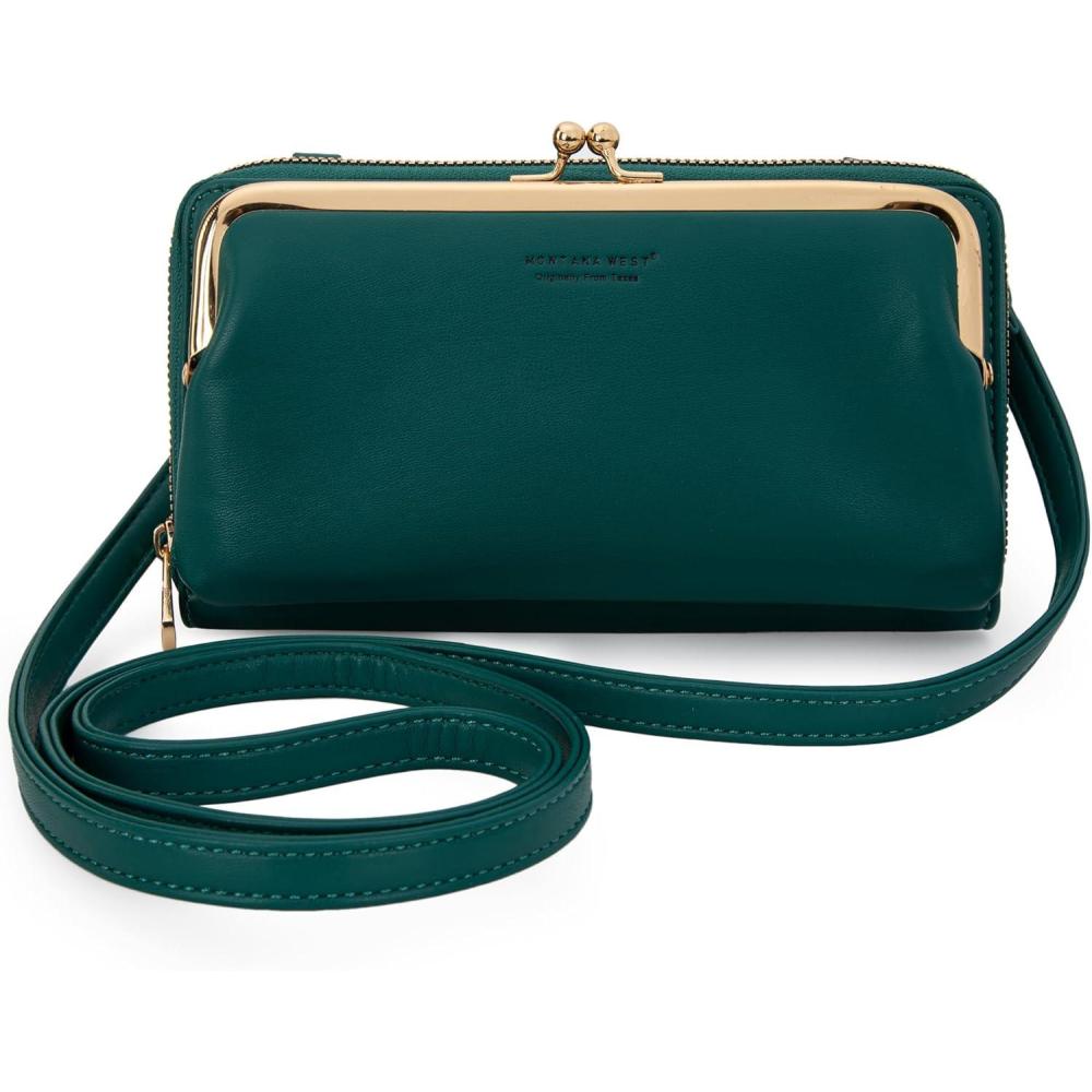 imageMontana West Small Crossbody Cell Phone Purse for Women RFID Blocking Cellphone WalletWallet Dark Green