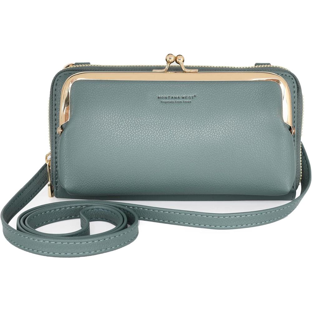 imageMontana West Small Crossbody Cell Phone Purse for Women RFID Blocking Cellphone WalletWallet Light Green