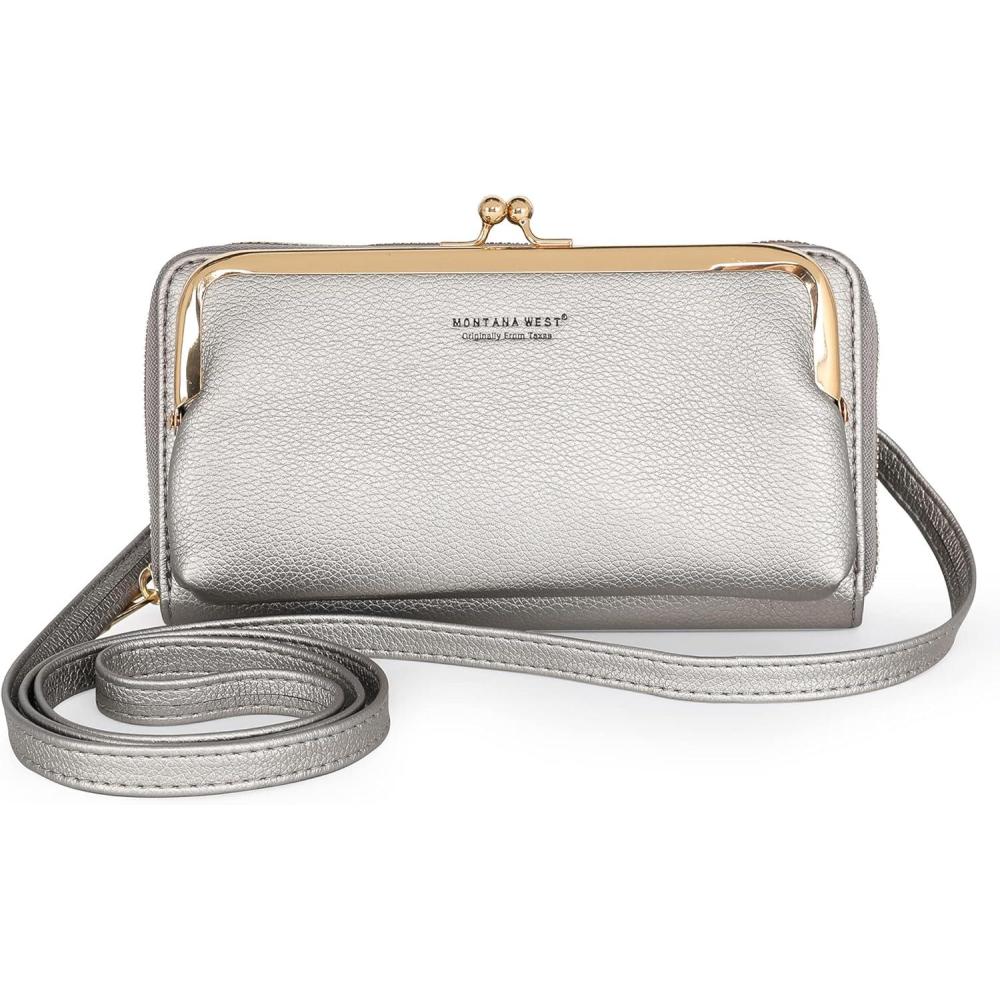 imageMontana West Small Crossbody Cell Phone Purse for Women RFID Blocking Cellphone WalletWallet Pewter