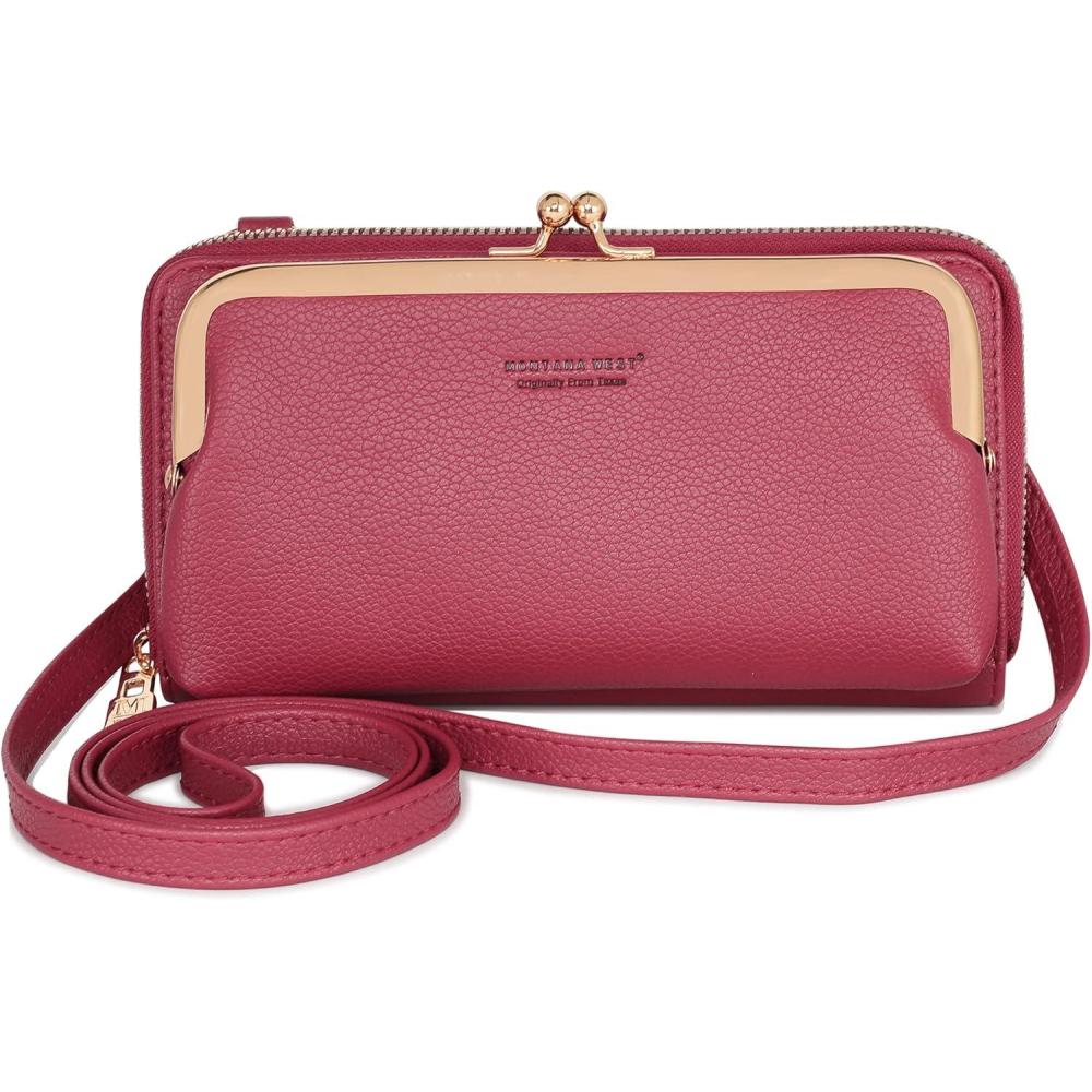 imageMontana West Small Crossbody Cell Phone Purse for Women RFID Blocking Cellphone WalletWallet Red