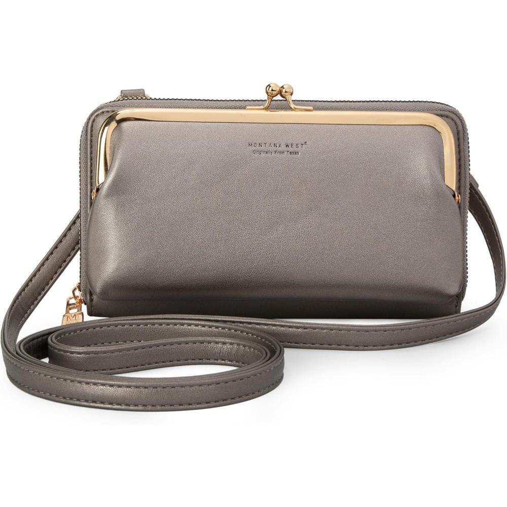 imageMontana West Small Crossbody Cell Phone Purse for Women RFID Blocking Cellphone WalletWallet Sliver