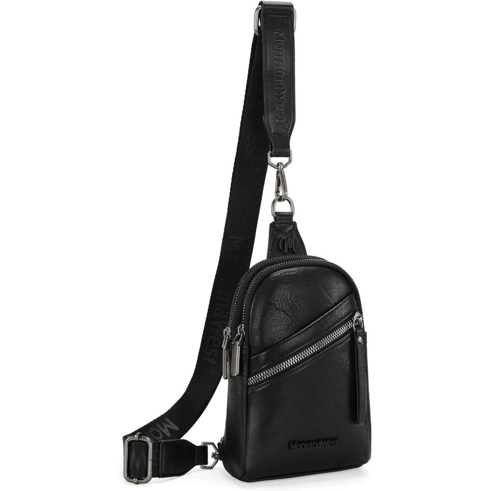 imageMontana West Small Crossbody Sling Bag for Women Cute Cross Body Fanny Pack PurseBblack