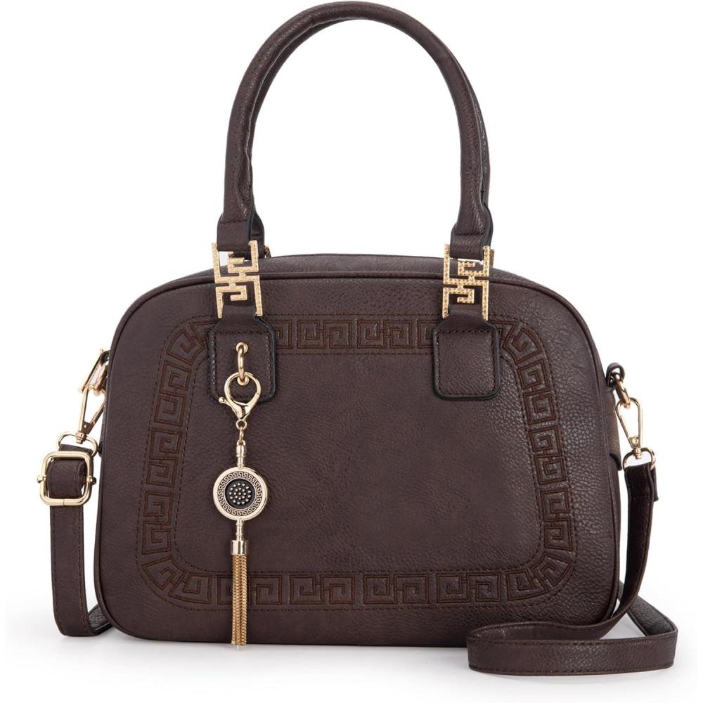 imageMontana West Small Top Handle Purse for Women Crossbody Satchel Handbag Barrel BagS Coffee