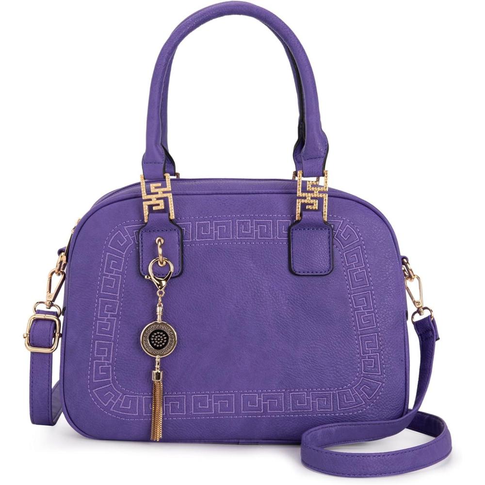 imageMontana West Small Top Handle Purse for Women Crossbody Satchel Handbag Barrel BagS Purple