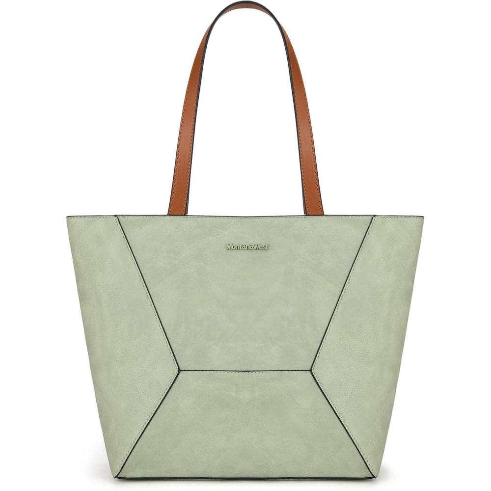imageMontana West Tote Bag for Women Work Top Handle Handbags and PursesDusty Grey Leaf Green