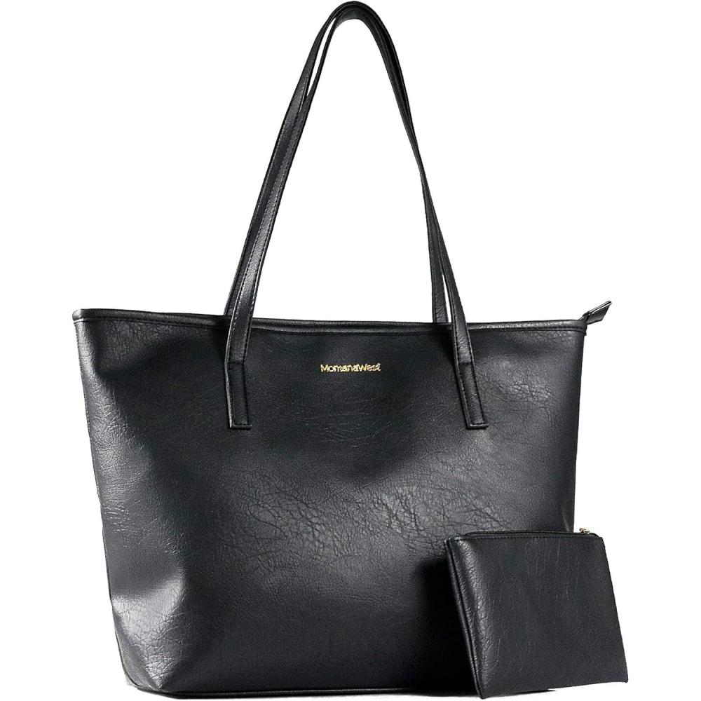 imageMontana West Tote Bags Vegan Leather Purses and Handbags for Women Top Handle Ladies Shoulder Bags1ablack