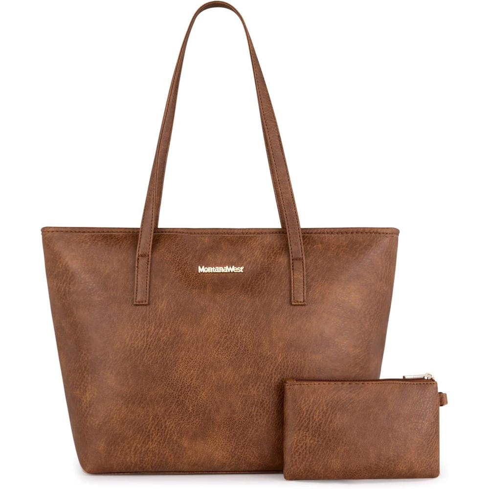 imageMontana West Tote Bags Vegan Leather Purses and Handbags for Women Top Handle Ladies Shoulder Bags2abrown