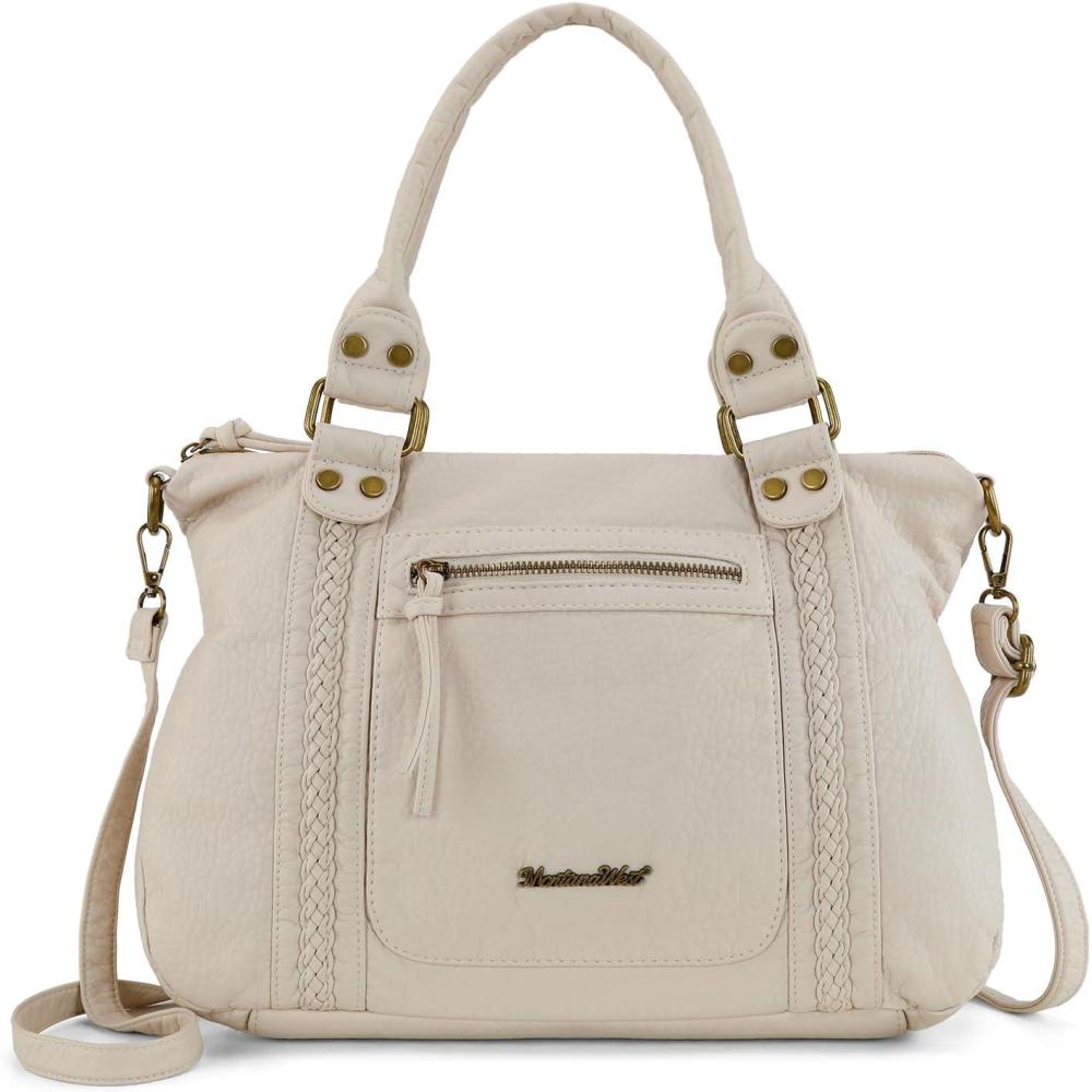 imageMontana West Washed Leather Hobo Bags for Women Roomy Handbags with Crossbody Strap581 Beige