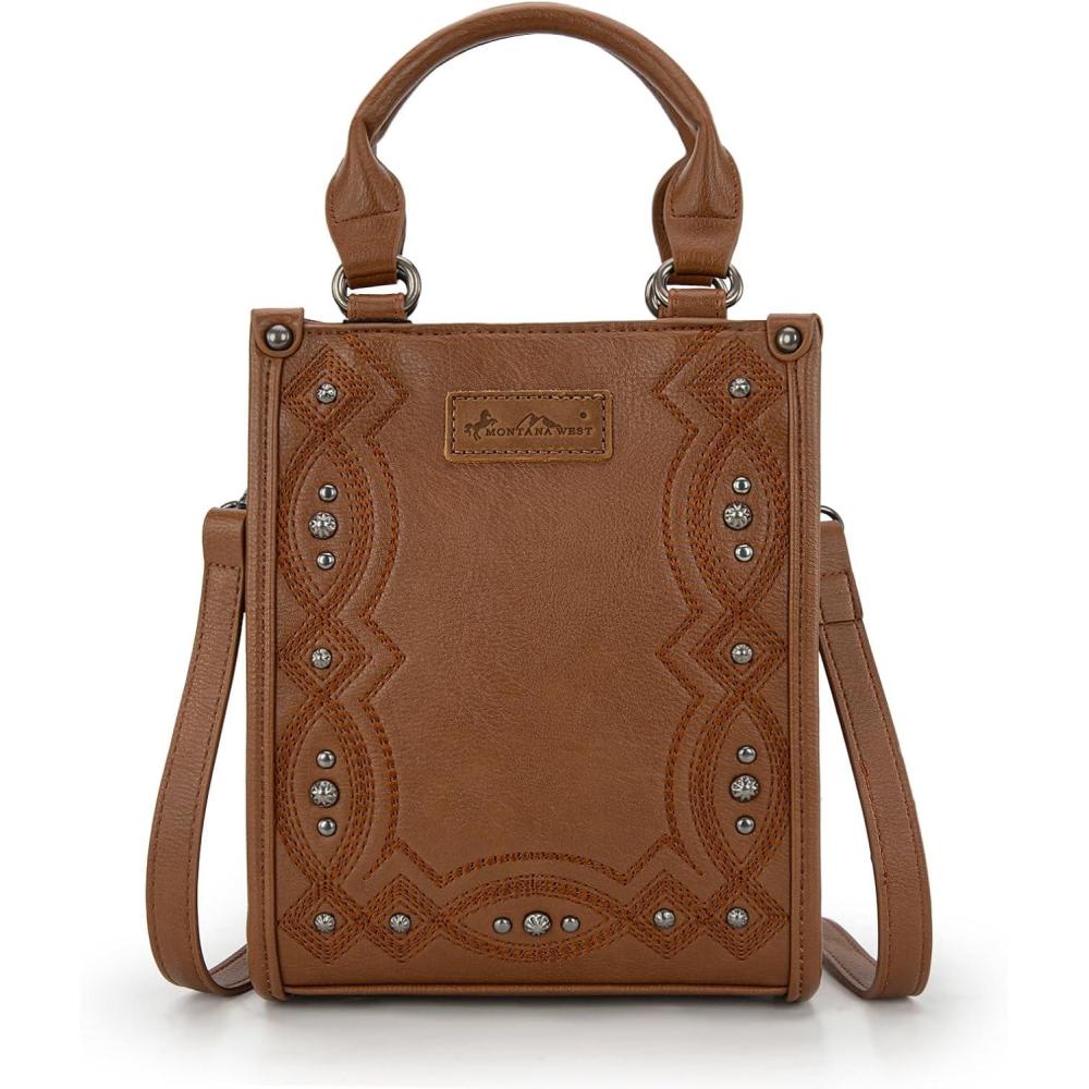 imageMontana West Western Womens Crossbody Handbag Ladies Small Crossbody Bags for Women Designer Top Handle HandbagsEmbroiderybrown