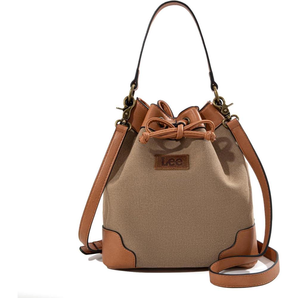 imageMontana West X Lee Bucket Bag for Women Drawstring Hobo Crossbody Bag with Detachable Straps2khaki