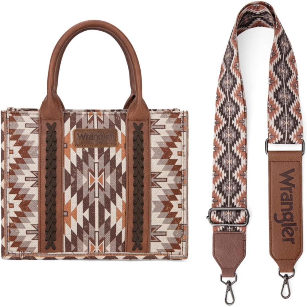 imageMontana West X Wrangler Tote Bag for Women Boho Aztec Shoulder Purse Top Handle Satchel HandbagAaztecbrown
