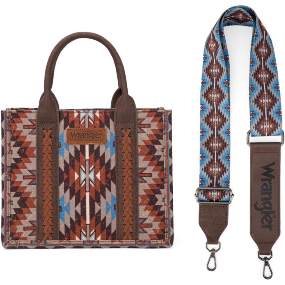 imageMontana West X Wrangler Tote Bag for Women Boho Aztec Shoulder Purse Top Handle Satchel HandbagAazteccoffee