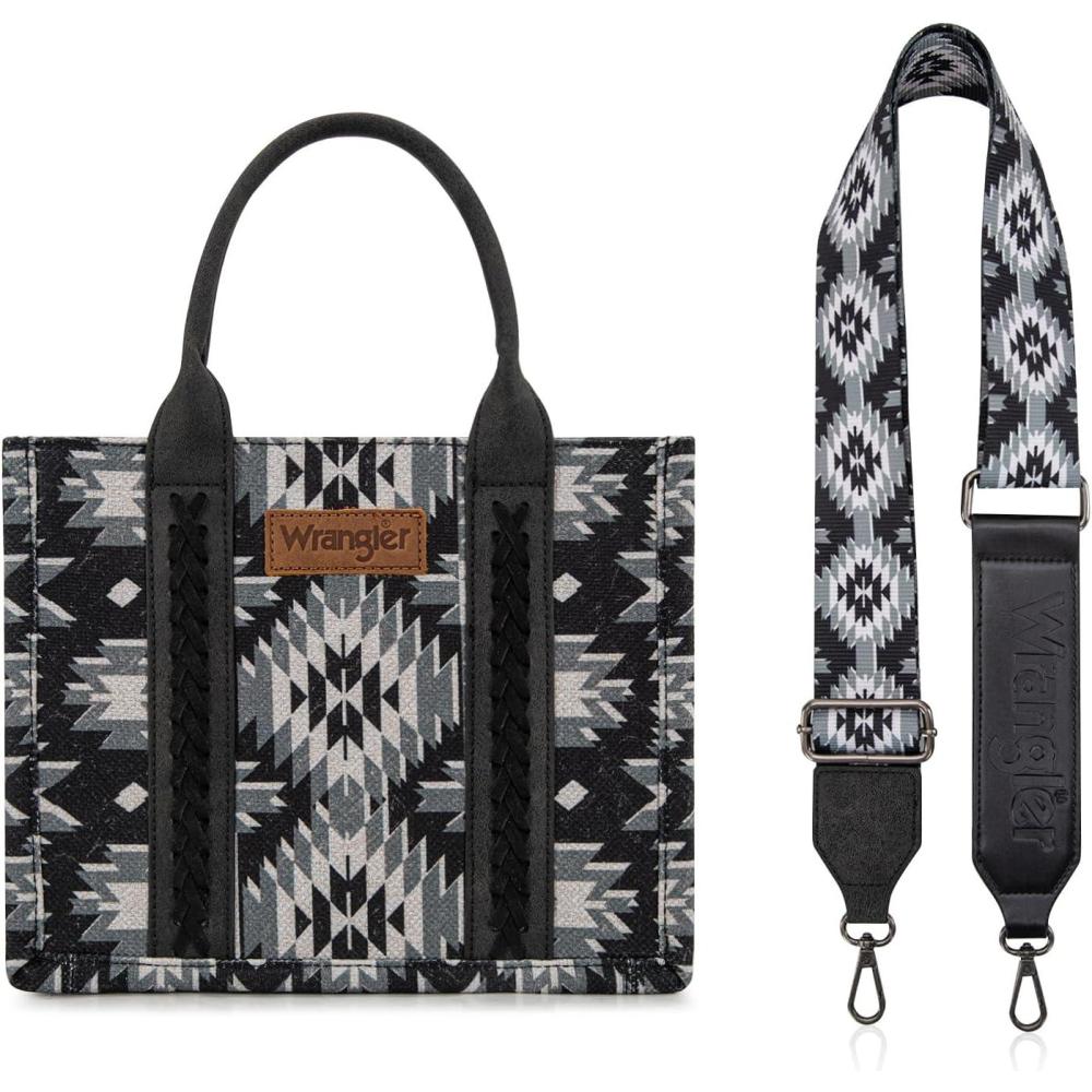 imageMontana West X Wrangler Tote Bag for Women Boho Aztec Shoulder Purse Top Handle Satchel HandbagAaztecdark Grey