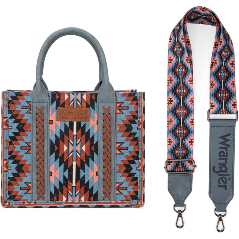 imageMontana West X Wrangler Tote Bag for Women Boho Aztec Shoulder Purse Top Handle Satchel HandbagAaztecnavy Blue