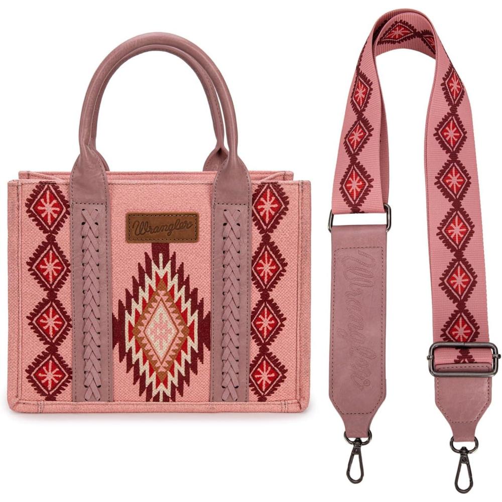 imageMontana West X Wrangler Tote Bag for Women Boho Aztec Shoulder Purse Top Handle Satchel HandbagChot Pink