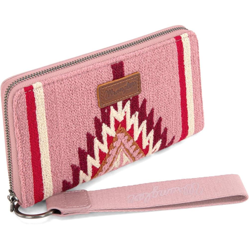 imageMontana West X Wrangler Wristlet Wallet Western Aztec Womens Wallet Large Capacity Long Purse RFID Clutch Purse Credit Card Holder for WomenAngel Hot Pink