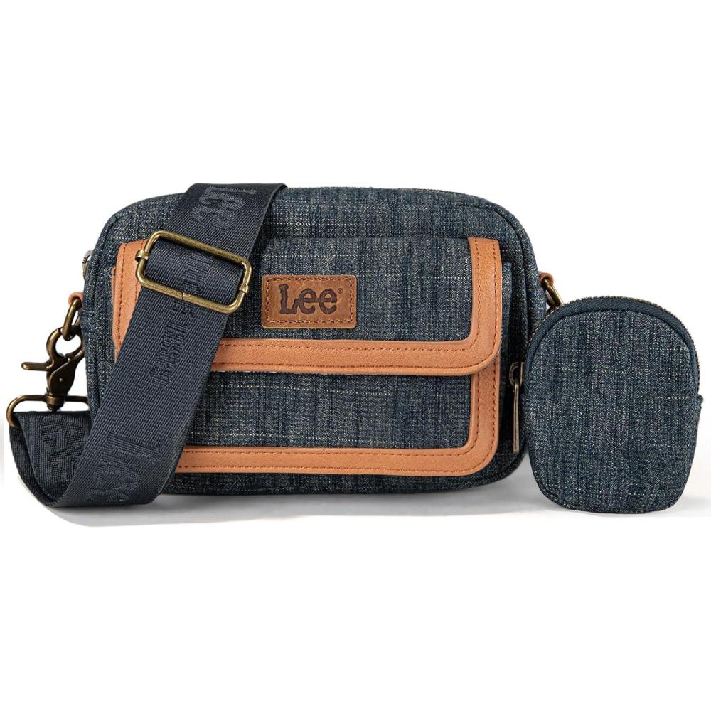 imageMontana West x Lee Denim Small Crossbody Bags for Women Cute Shoulder Handbag with Headphone PouchNavy