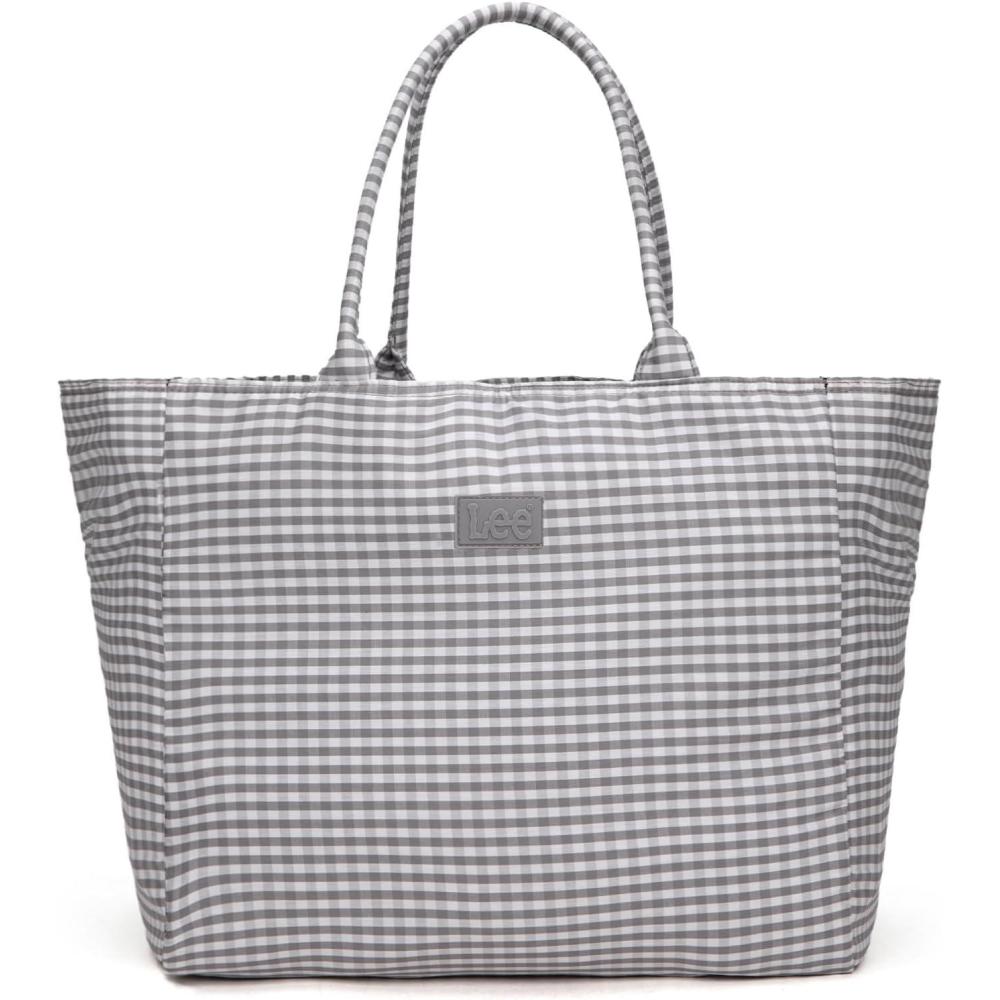 imageMontana West x Lee Extra Large Soft Cotton Tote Bag for Women Thick Lightweight Shoulder Bag Reusable Grocery BagGray
