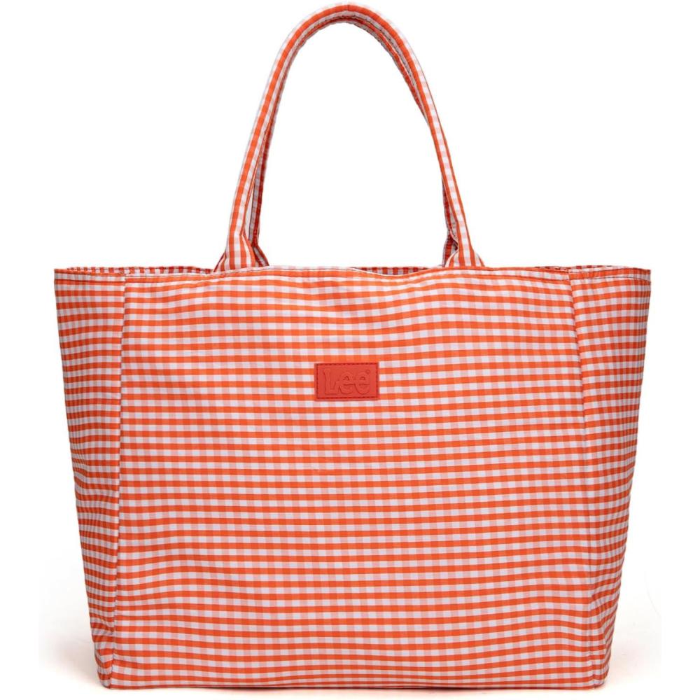 imageMontana West x Lee Extra Large Soft Cotton Tote Bag for Women Thick Lightweight Shoulder Bag Reusable Grocery BagOrange
