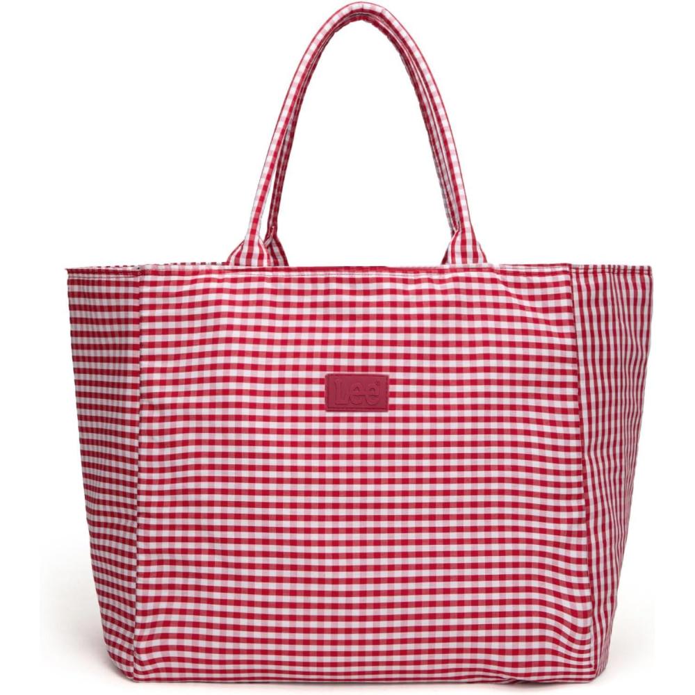 imageMontana West x Lee Extra Large Soft Cotton Tote Bag for Women Thick Lightweight Shoulder Bag Reusable Grocery BagRed