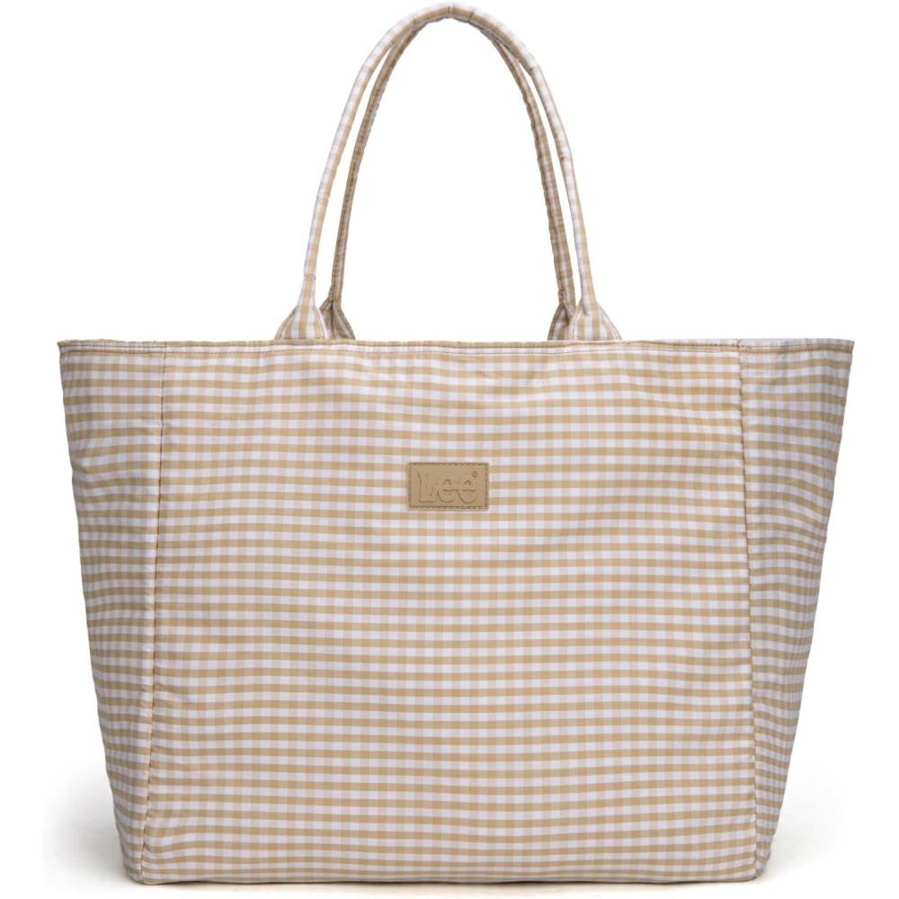 imageMontana West x Lee Extra Large Soft Cotton Tote Bag for Women Thick Lightweight Shoulder Bag Reusable Grocery BagTan