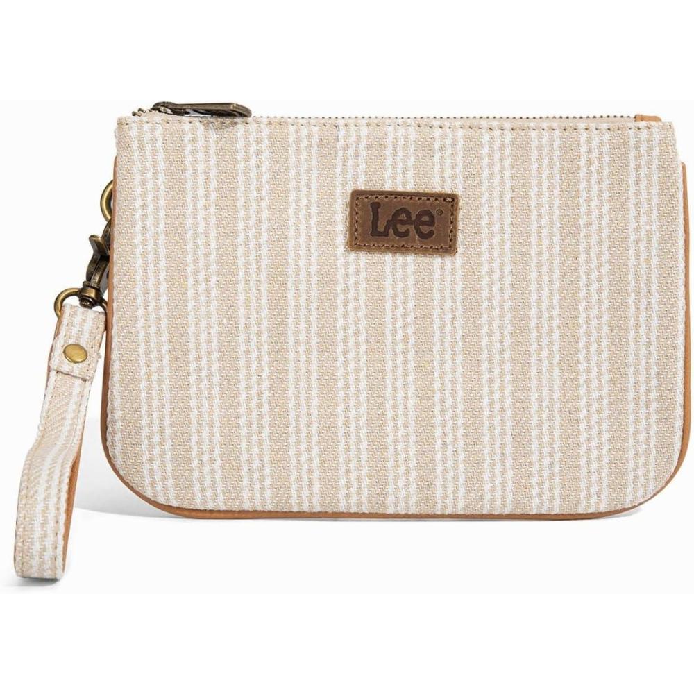 imageMontana West x Lee Large Wristlet Wallets for Women Striped Slim Cell Phone Clutch Purses Handbag with Wrist StrapKhaki