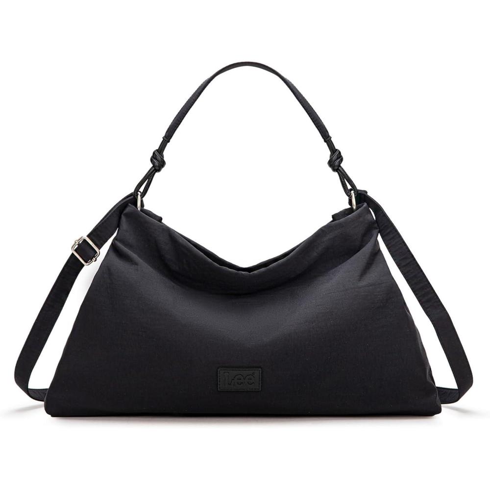 imageMontana West x Lee Nylon Hobo Crossbody Bag for Women Large Shoulder Tote Handbag Casual Work Purse with Adjustable StrapBlack