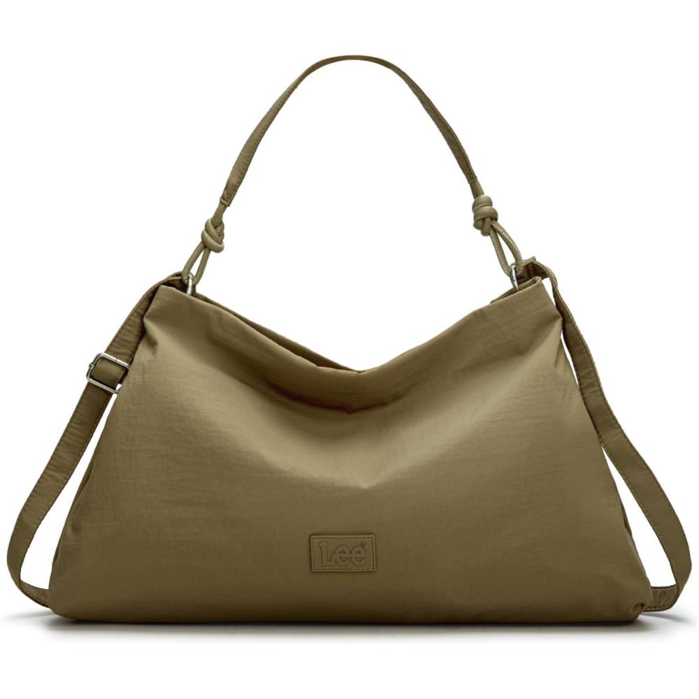 imageMontana West x Lee Nylon Hobo Crossbody Bag for Women Large Shoulder Tote Handbag Casual Work Purse with Adjustable StrapDeep Khaki