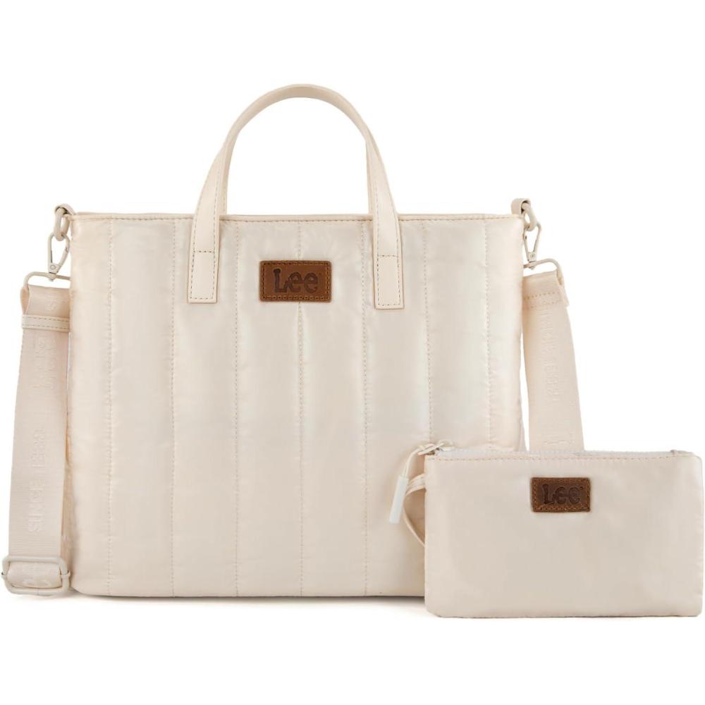 imageMontana West x Lee Puffer Tote Bag Lightweight Crossbody Bags for Women with ClutchLeebeige