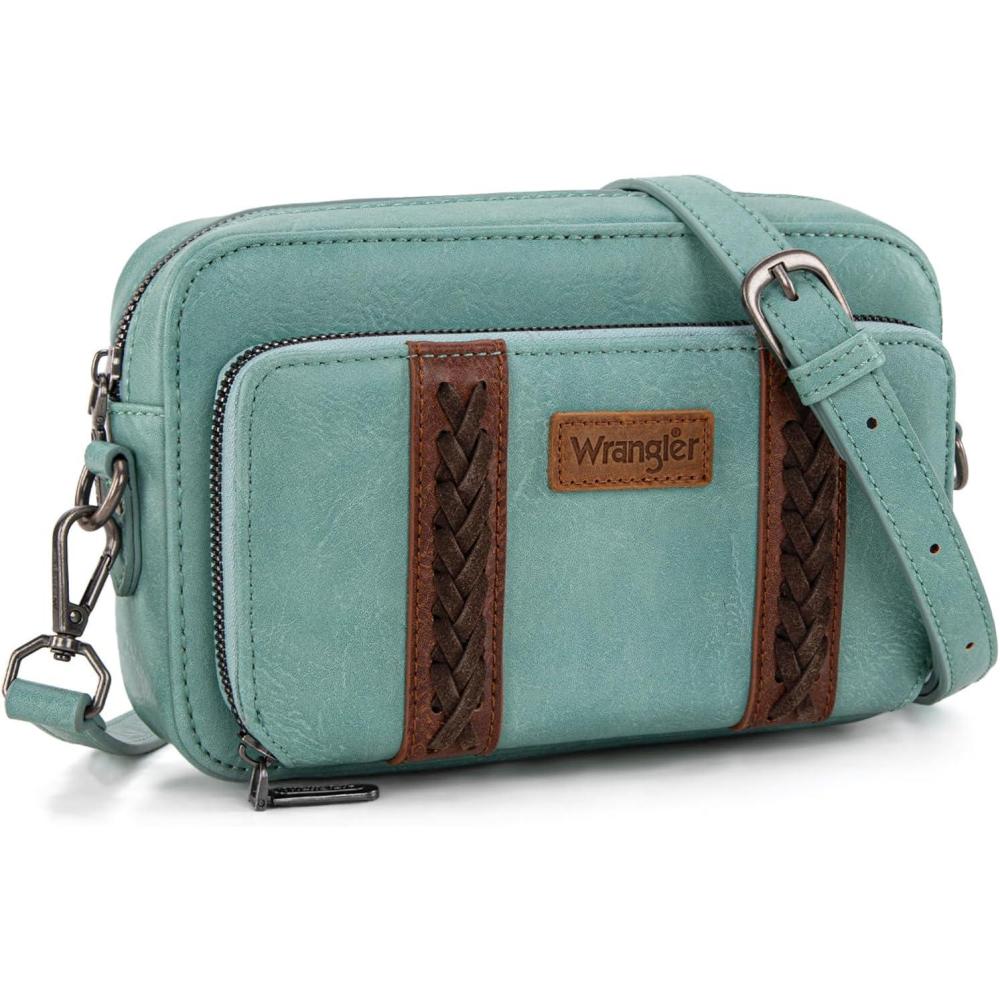 imageWrangler Crossbody Bag for Women Shoulder Purse Small Multi Pocket Crossover Bag with Adjustable StrapBlue