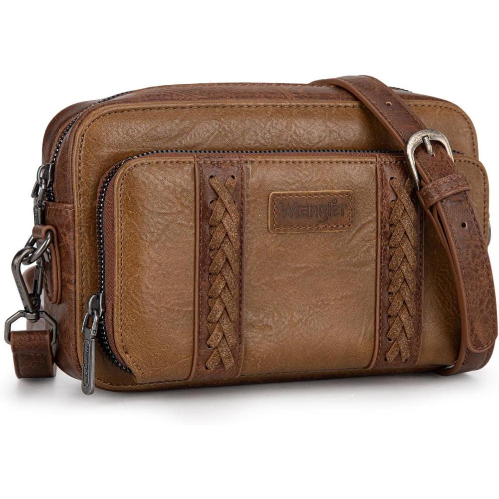 imageWrangler Crossbody Bag for Women Shoulder Purse Small Multi Pocket Crossover Bag with Adjustable StrapDark Khaki