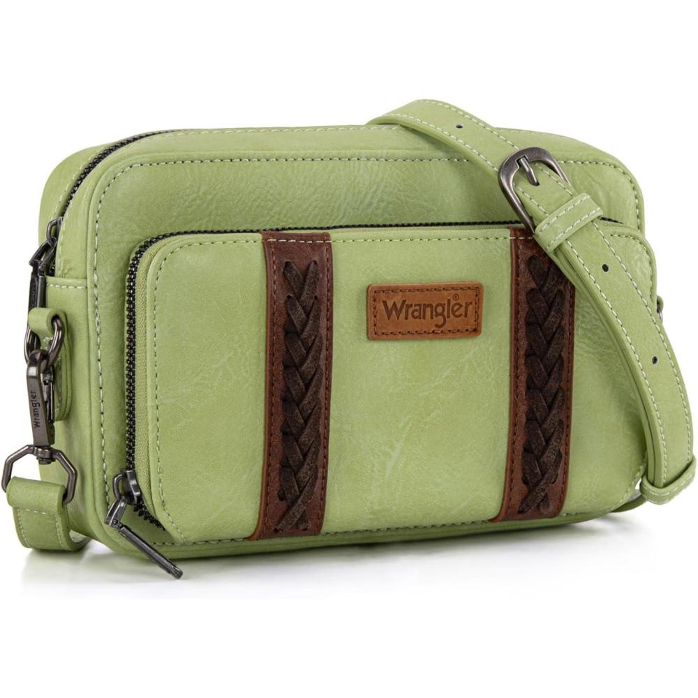 imageWrangler Crossbody Bag for Women Shoulder Purse Small Multi Pocket Crossover Bag with Adjustable StrapGreen