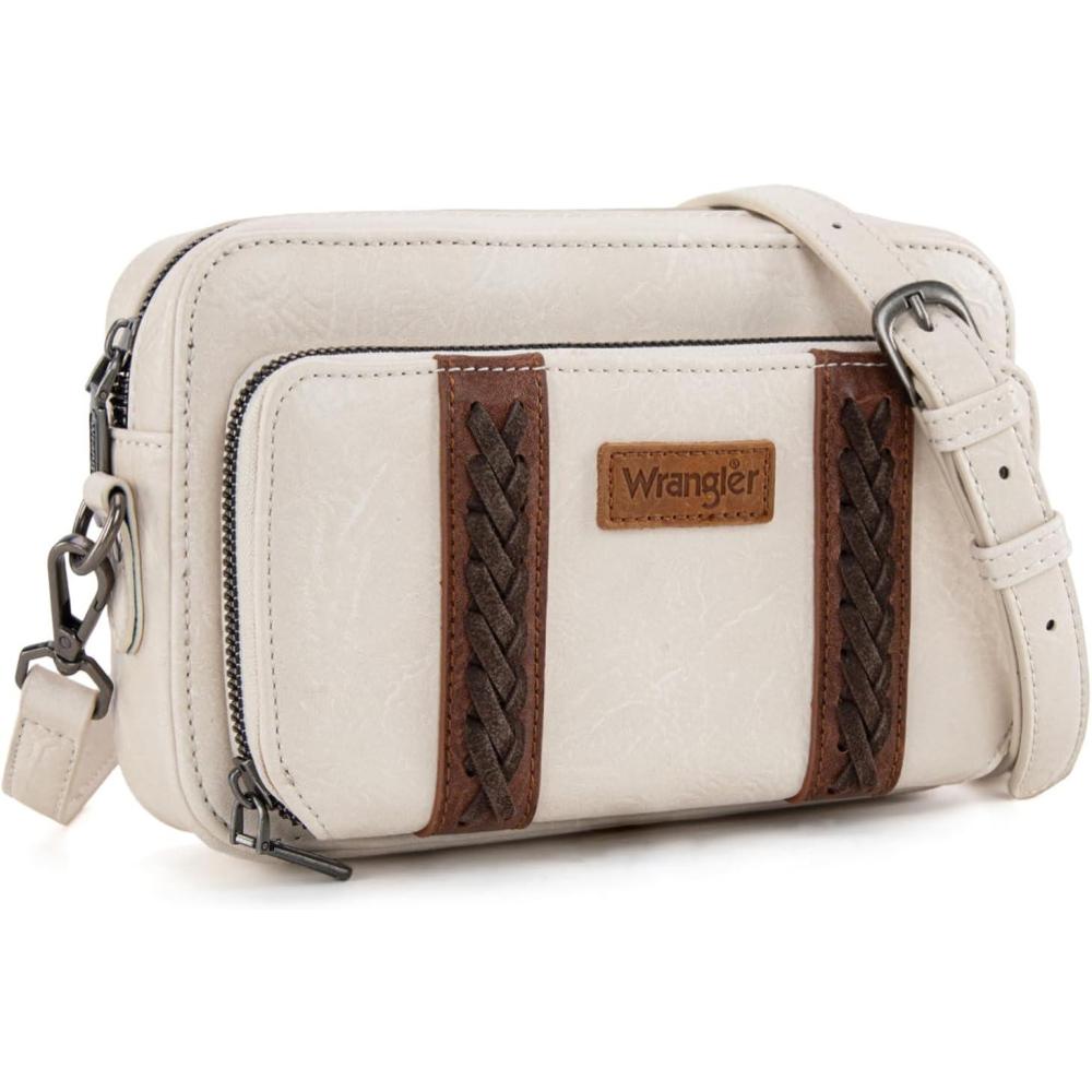 imageWrangler Crossbody Bag for Women Shoulder Purse Small Multi Pocket Crossover Bag with Adjustable StrapOffwhite