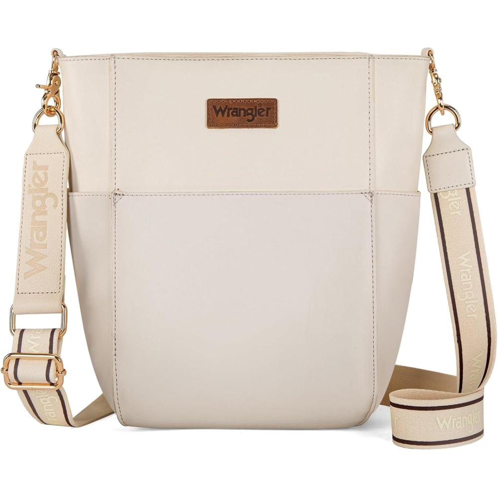 imageWrangler Large Crossbody Bag for Women Vegan Leather Cross Body Purse with Guitar StrapCream Beige